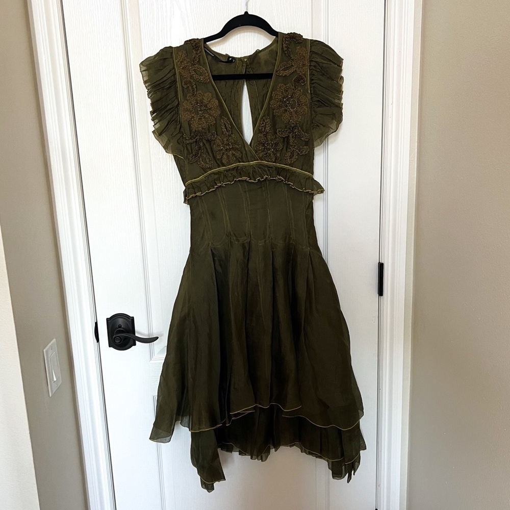 Vintage Gaetano Navarra Forest Nymph Runway Layered & Embroidered Dress Y2K 40 - Picture 9 of 16